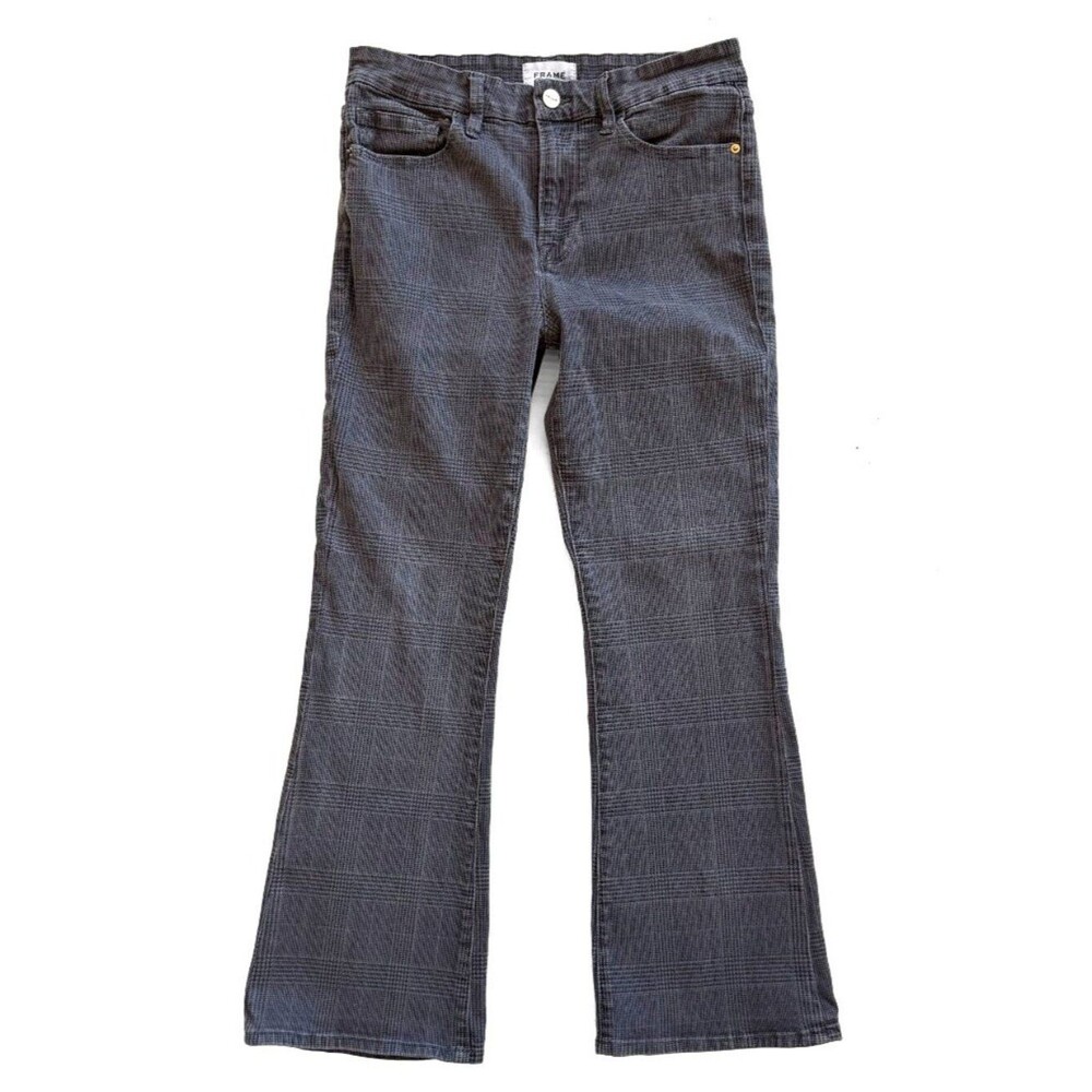 Frame Le Cropped Plaid Mini Bootcut Jeans - Picture 2 of 8